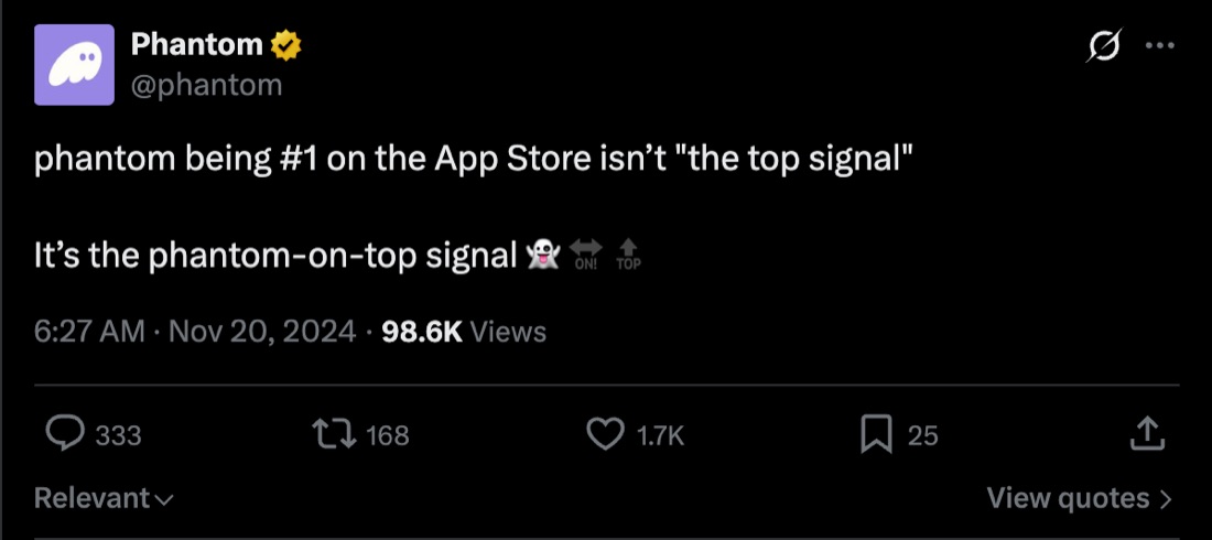 Phantom replying about being top of the App Store