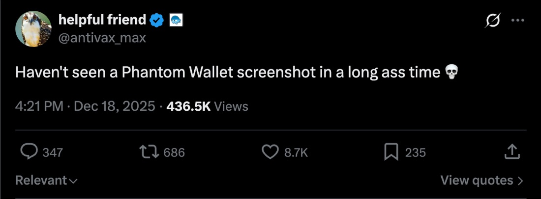 A post saying Phantom screenshots have disappeared